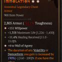 2GA Chest Armor GA +4 Wall of Agony/GA Willpower/1358 max life 11.4% healing received