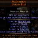 Mageblood belt (non-corrupted) - Silver, Quicksilver, Granite, Bismuth - Runes of Aldur SC