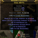 175 ARMOUR GLOVES WITH FIRE+LIGHT DMG 15% ATTACK SPEED 63 LIFE 25 STR 38% FIRE RESIST WARRIOR GLOVES