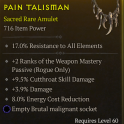 ROGUE AMULET LVL 60 REQ +2 WEAPON MASTERY ENERGY COST REDUCTION % DAMAGE CUTTHROAT DAMAGE