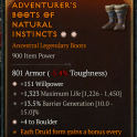 2GA Boots GA +4 Boulder/GA Willpower/1323 max life 13.5% barrier gene