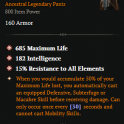 SEASON 10 3 GA PANTS INTELLIGENCE + MAXIMUM LIFE + ALL RESISTANCES 3GA NECROMANCER PANTS 3GA SORCERE