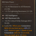 2GA RING — +182 Int / +42% Crit Dmg / Conjuration +10 Ranks Stack