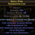RISE OF THE ABYSSAL 798 EVASION HELMET 189 LIFE 25% CRIT CHANCE 26 DEX 30% COLD RESIST