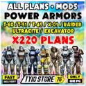 POWER ARMORS MODS AND PLANS ABOUT 220 PLANS ( t-60 t-51 t-45 x-01 RAIDER ULTRACITE EXCAVATOR )