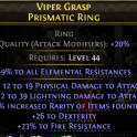 RING LIGHTNING N PHYSICAL DMG 34% RARITY FOUND 26 DEX 23% FIRE RESIST 9% ALL RESISTS LIGHTNING SPEAR
