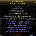 315 ENERGY SHIELD HELM 145 LIFE 20% RARITY 35% FIRE RESIST 30% LIGHTNING RESIST