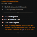 SEASON 10 3 GA RING INTELLIGENCE MAXIMUML LIFE ATTACK SPEED 3GA BONE SPIRIT NECROMANCER RING CASTER