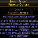 PRIMED QUIVER +2 PROJECTILE SKILLS 40% BOW SKILLS DMG 38% PROJ SPEED COLD DAMAGE 24 DEX CRIT DMG