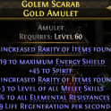 AMULET WITH +3 ALL MELEE SKILLS 45 SPIRIT 31% RARITY FOUND 5 ALL RES 18 LIFE REG 19 ES MONK WARRIOR