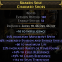 EVASION+ENERGY SHIELD BOOTS 25% MOV SPEED 90 LIFE 22 RARITY 24 COLD RES 19 CHAOS RES AMAZON RANGER