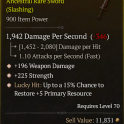 3GA Sword GA Weapon Damage/GA Strength/GA +5 Primary Resource and one empty slot