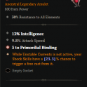SEASON 10 1 GA HYDRA SORCERESS AMULET +3 PRIMORDIAL BINDING 13% INTELLIGENCE