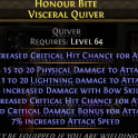 VISCERAL QUIVER LIGHTNING + PHYSICAL DMG 36% BOW SKILL DMG 38% CRIT CHANCE 24% CRIT BONUS 7% SPEED