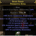 RING WITH LIGHT DMG 75 LIFE 172 MANA 22% RARITY 33% COLD 30% LIGHT RESIST 10% ALL RESIST