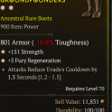 2GA Boots GA Strength/GA Fury Regeneration/Attacks Reduce Evade's Cooldown 1.5 sec/one empty slot