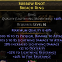 BREACH RING 85 LIGHTNING DMG+25 PHYSICAL 28% LIGHTNING DMG 32% LIGHTNING RESIST 44% FIRE RES 32 DEX