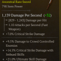 ANCESTRAL SWORD LVL 72 1139 DPS CRIT DAMAGE WITH IMBUED SKILLS ULTIMATE CROWD CONTROLLED DMG DEX