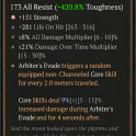 1GA Argent Veil (9/15) GA Strength/8% all dmg multiplier/21% dmg over time multiplier 281 life on hi