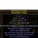 196 ES HELM 39% RARITY FOUND 138 MANA 25% CRIT CHANCE 21% CHAOS RESIST SORCERESS WITCH HELM