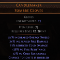 DAWN OF THE HUNT Candlemaker UNIQUE GLOVES LVL 12 REQUIRED FIRE DAMAGE GLOVES