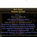 PRIMED QUIVER +2 PROJ SKILLS 50% BOW SKILLS DMG PHYSICAL+LIGHT DMG 26% ATTACK SPEED 26% CRIT CHANCE