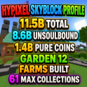 ⚡SKYBLOCK PROFILE ⚡ 8.6 BILLION UNSOULBOUND ⚡11.4 BILLION TOTAL ⚡1.4B PURE COINS