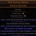 DAWN OF THE HUNT The Lethal Draw UNIQUE QUIVER NO LVL REQ RANGER QUIVER AMAZON QUIVER HUNTRESS QUIVE
