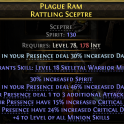 RATTLING SCEPTRE 4 MINION SKILLS 76% INCREASED DMG 30% SPIRIT INCREASED CRIT HIT CHANCE & CRIT DMG