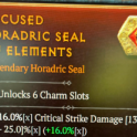 6 Charm Slots Horadric Seal - One Affix Base of Your Choice(crit dmg, crit chance, dmg etc.) one ra