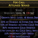 INSANE COLD SORCERESS WAND +5 COLD SKILLS 85% COLD DMG 23% CAST SPEED EXTRA COLD DAMAGE 17 INT