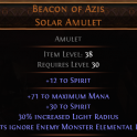 RISE OF THE ABYSS Beacon of Azis Solar Amulet UNIQUE AMULET LVL 30 REQ HUNTRESS AMULET AMAZON AMULET