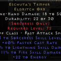 LADDER PERFECT ESCHUTA'S TEMPER 3 SKILL 20% LIGHTNING SKILL DAMAGE PC SC✅ 3/20 LIGHT