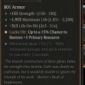 1GA Gohr's Devastating Grips (75/90) GA +5 Primary Resource/155 str 1953 max life 315 life on hit