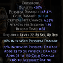 817 DPS DESOLATE CROSSBOW COLD DMG 18% A.S 19% CRIT BONUS CRIT CHANCE 185 ACCU GALVANIC SHARD AMAZON