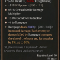 3GA Lurid Pact (204/240) GA +4 Rampage/GA Critical Strike Damage Multiplier/GA Cooldown Reduction 11