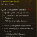 ANCESTRAL SWORD LVL 60 CORE SKILL DAMAGE VULNERABLE DAMAGE CLOSE AND CROWD CONTROLLED DAMAGE