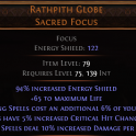 DAWN OF THE HUNT Rathpith Globe UNIQUE FOCUS LVL 75 REQUIRED SORCERESS FOCUS WITCH FOCUS
