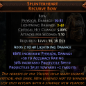 PERFECT SPLINTERHEART RECURVE BOW (81 MAX DAMAGE SOCKETED WITH 2-40 LIGHTNING DMG) 120 total