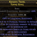 RING WITH PHYSICAL + LIGHTNING DMG 61 LIFE 16% RARITY 27 INTELLIGENCE 13% ALL RES 30% LIGHT RESIST