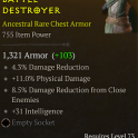 ANCESTRAL ROGUE CHEST LVL 73 2X DAMAGE REDUCTION INT PHYSICAL DAMAGE