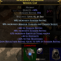 819 EVASION HELM 20% DEFLECTION 15% RARITY 28 DEX 35% FIRE RES RANGER MONK HUNTRESS