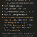 2GA Asheara's Khanjar (41/50) GA All Damage Multiplier/GA Weapon Damage/158 dex 1374 max life