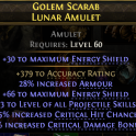 AMULET +3 PROJ SKILLS 25% CRIT CHANCE 27% CRIT DMG BONUS 379 ACCURACY RATING 96 E.S Galvanic Shards