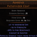 RISE OF THE ABYSSAL Ashrend Pathfinder Coat UNIQUE CHEST LVL 11 REQ UNIQUE BODY ARMOUR
