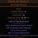 DAWN OF THE HUNT Effigy of Cruelty UNIQUE FOCUS LVL 10 REQ SORCERESS FOCUS WITCH FOCUS