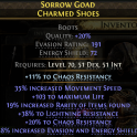 ES+EVASION BOOTS 35% MOV SPEED 103 LIFE 19% RARITY 38% LIGHT 31% CHAOS RESIST RANGER HUNTRESS MERC