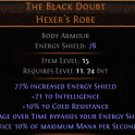 RISE OF THE ABYSSAL The Black Doubt Hexer's Robe UNIQUE CHEST LVL 11 REQ UNIQUE BODY ARMOUR