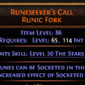 RUNES OF ALDUR RUNESEEKER'S CALL RUNIC FORK 5 SOCKETED NOT CORRUPTED UNIQUE EZOMYTE WAND BIS WAND