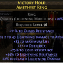RING LIGHTNING DMG 83 LIFE 27 DEX 22% LIGHTNING DMG 44% LIGHT 25% COLD 12% CHAOS RESIST